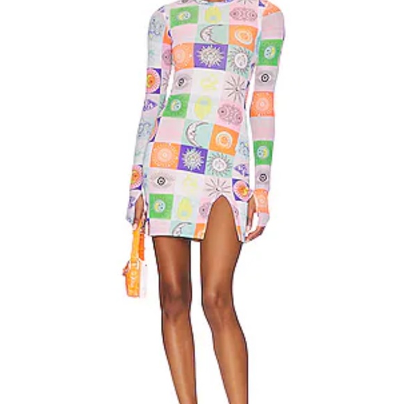 AFRM Women’s Lasso Dress Long Sleeve Mesh Postcard Print Size M - Picture 5 of 5